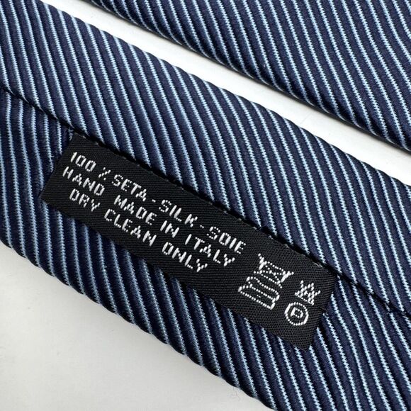 Lot of 2 Battaglia Tie 100% Silk Blue Pattern Stripe Designer Hand Made in Italy - Picture 6 of 10